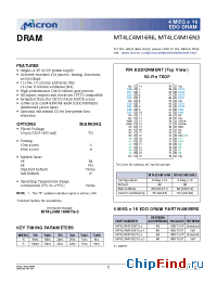 Datasheet MT4LC4M16N3TG-6S manufacturer Micron